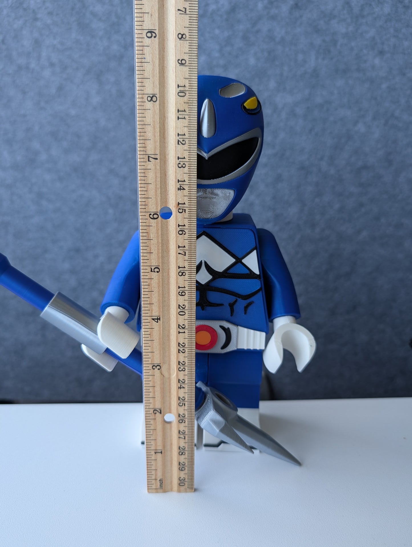 Big Bricks Blue Power Ranger | 3D Printed | Art Decor - 8.5in tall