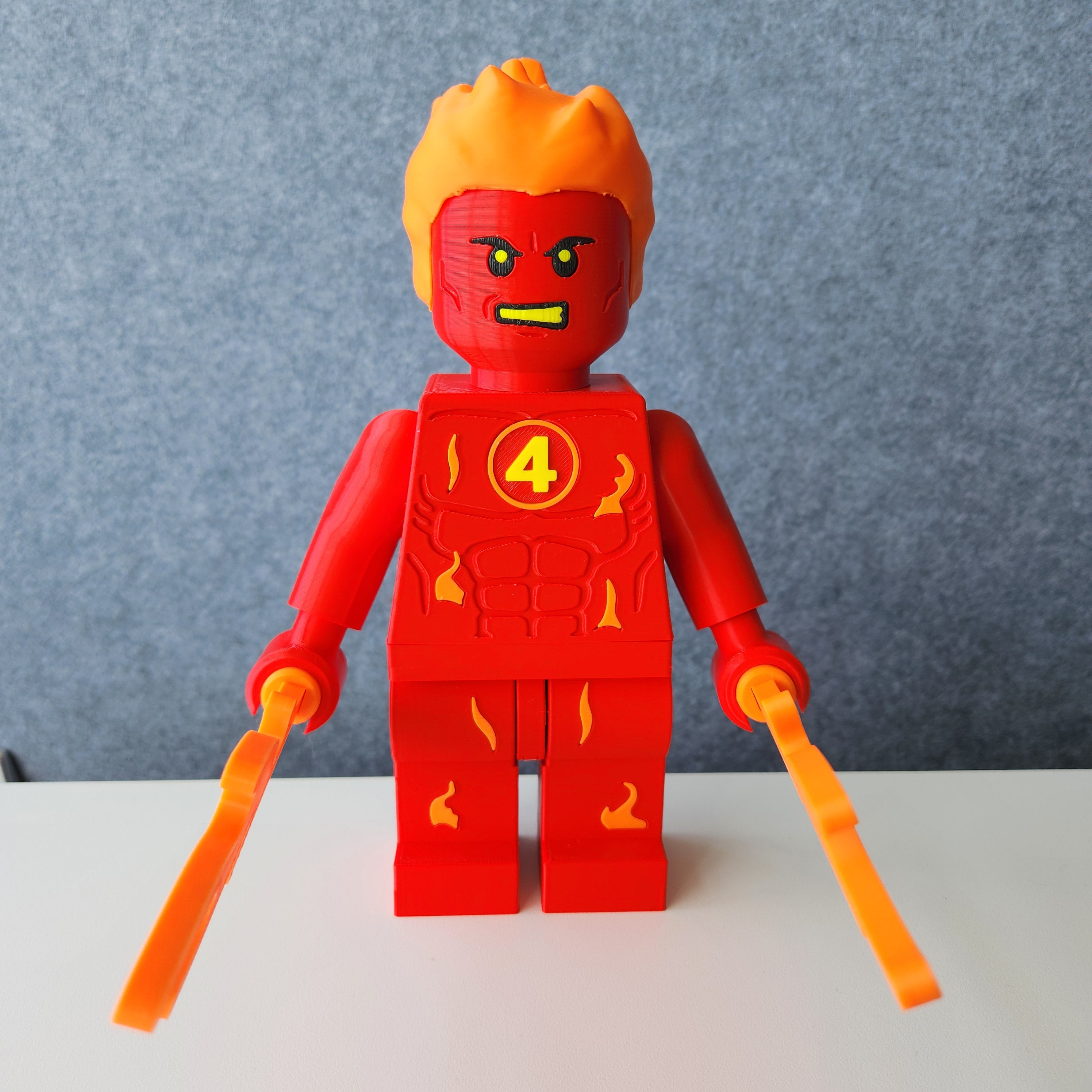 Big Bricks The Human Torch | 3D Printed | Art Decor - 9in tall