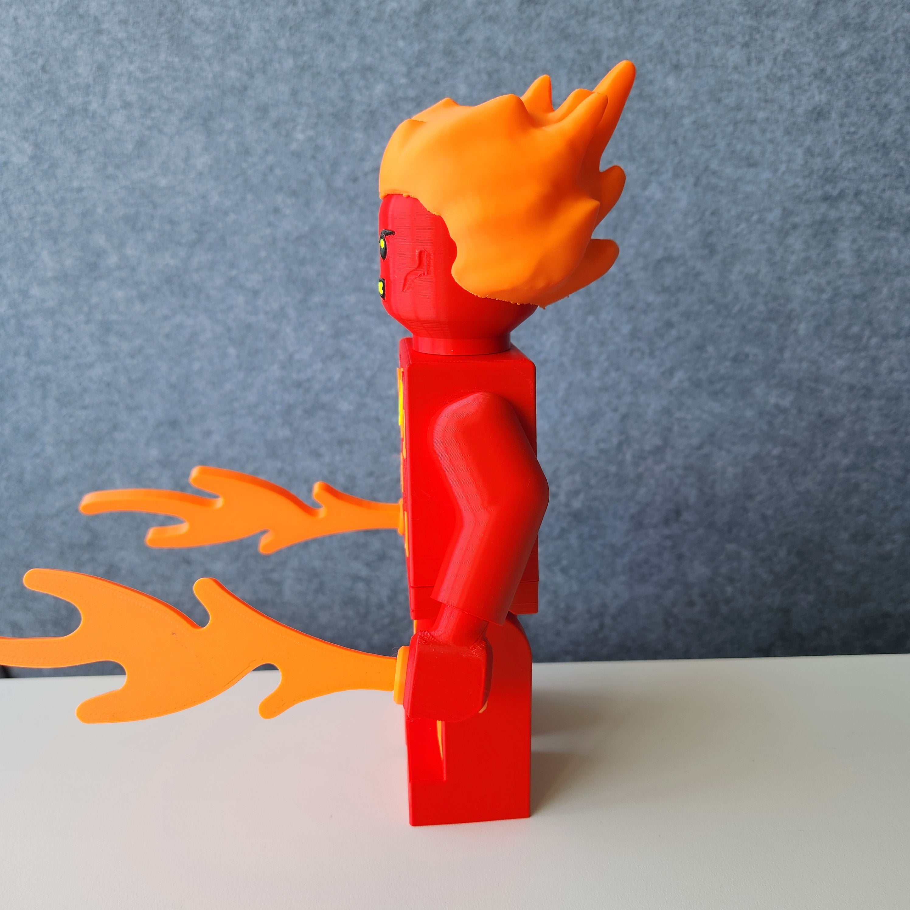Big Bricks The Human Torch | 3D Printed | Art Decor - 9in tall