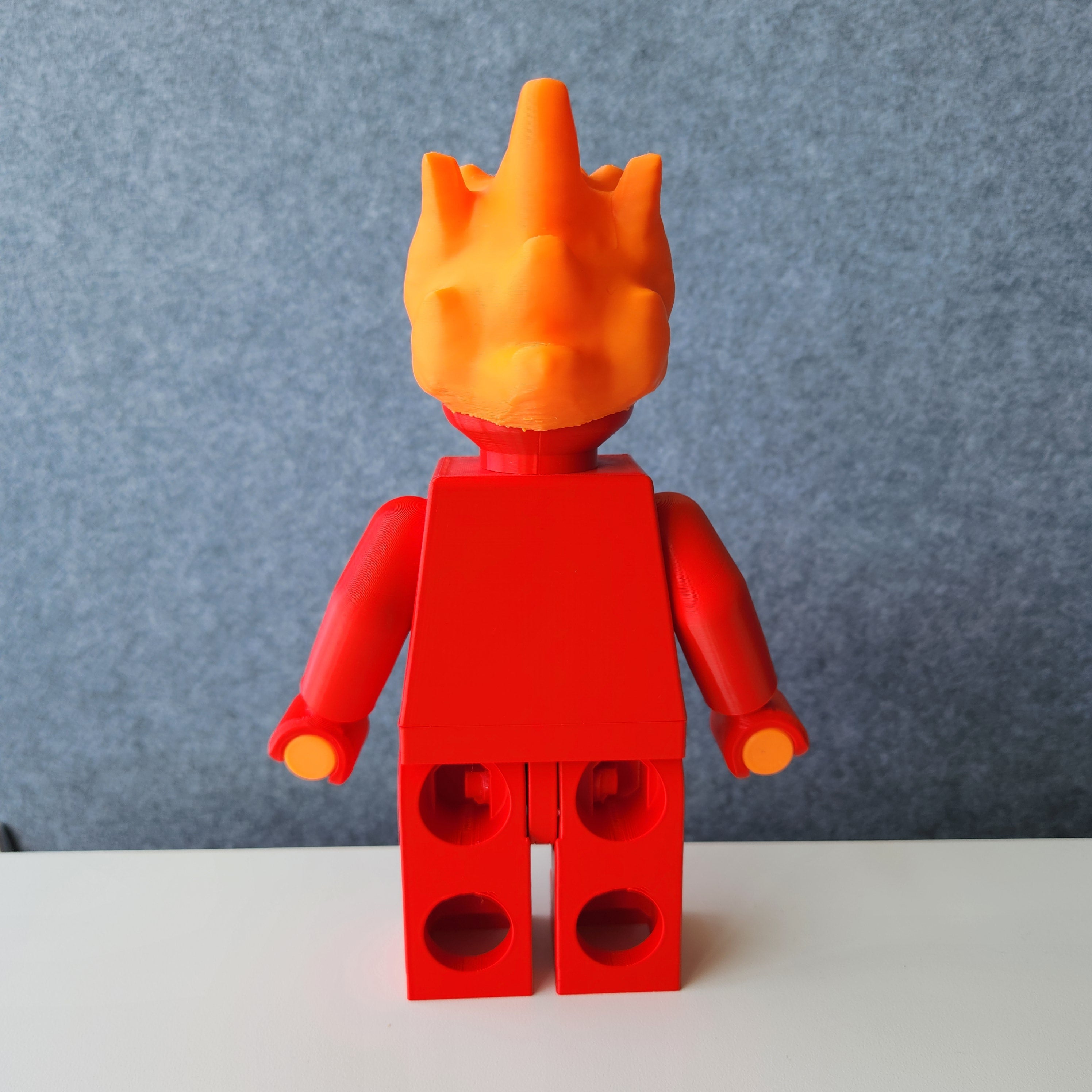 Big Bricks The Human Torch | 3D Printed | Art Decor - 9in tall