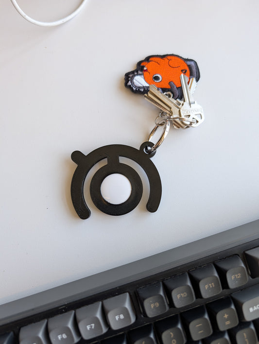 3D Printed Pokemon Unown Airtag Holder with Key Ring - Flexible Plastic - made to order