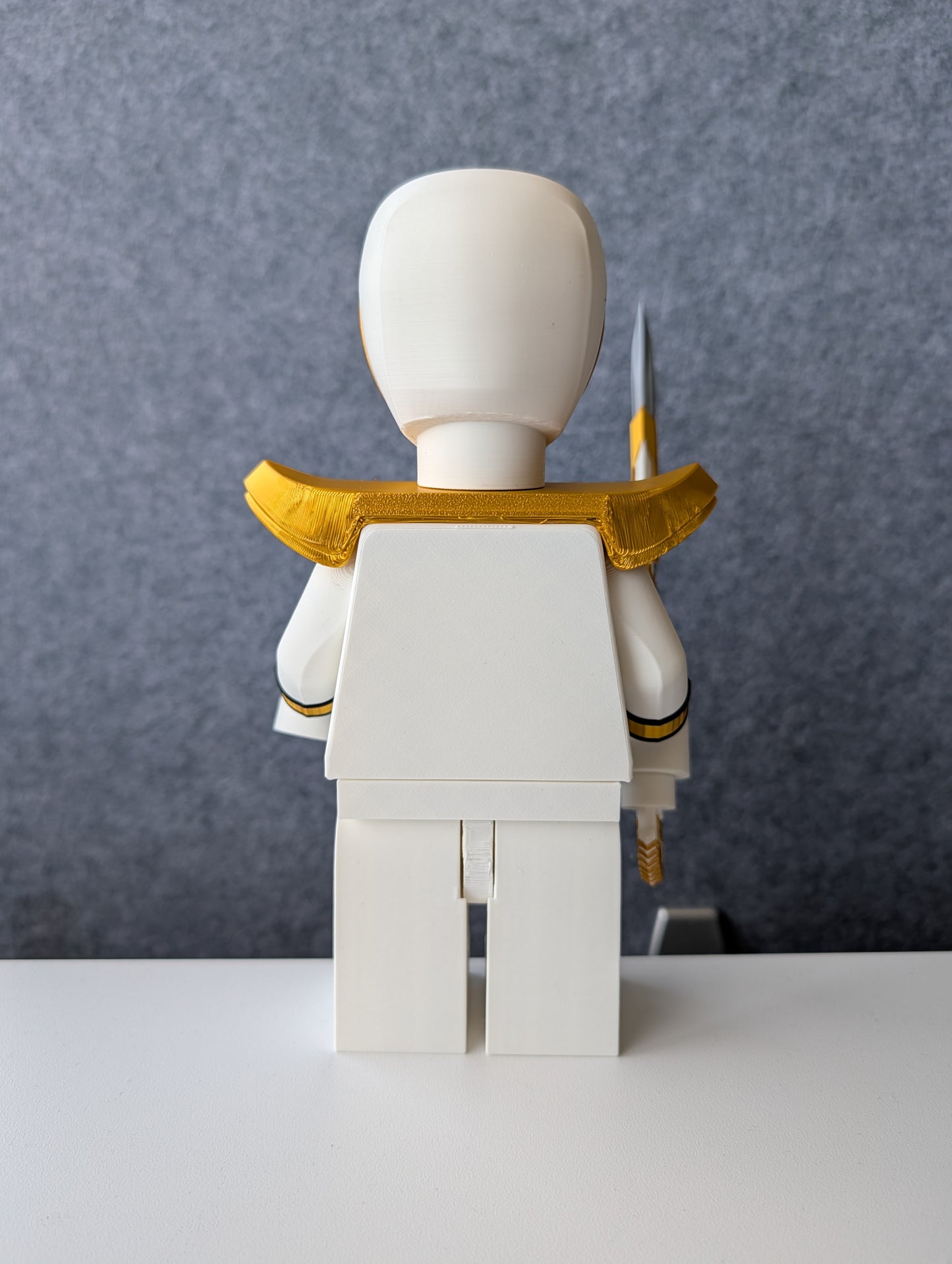 Big Bricks White Power Ranger | 3D Printed | Art Decor - 8.5in tall