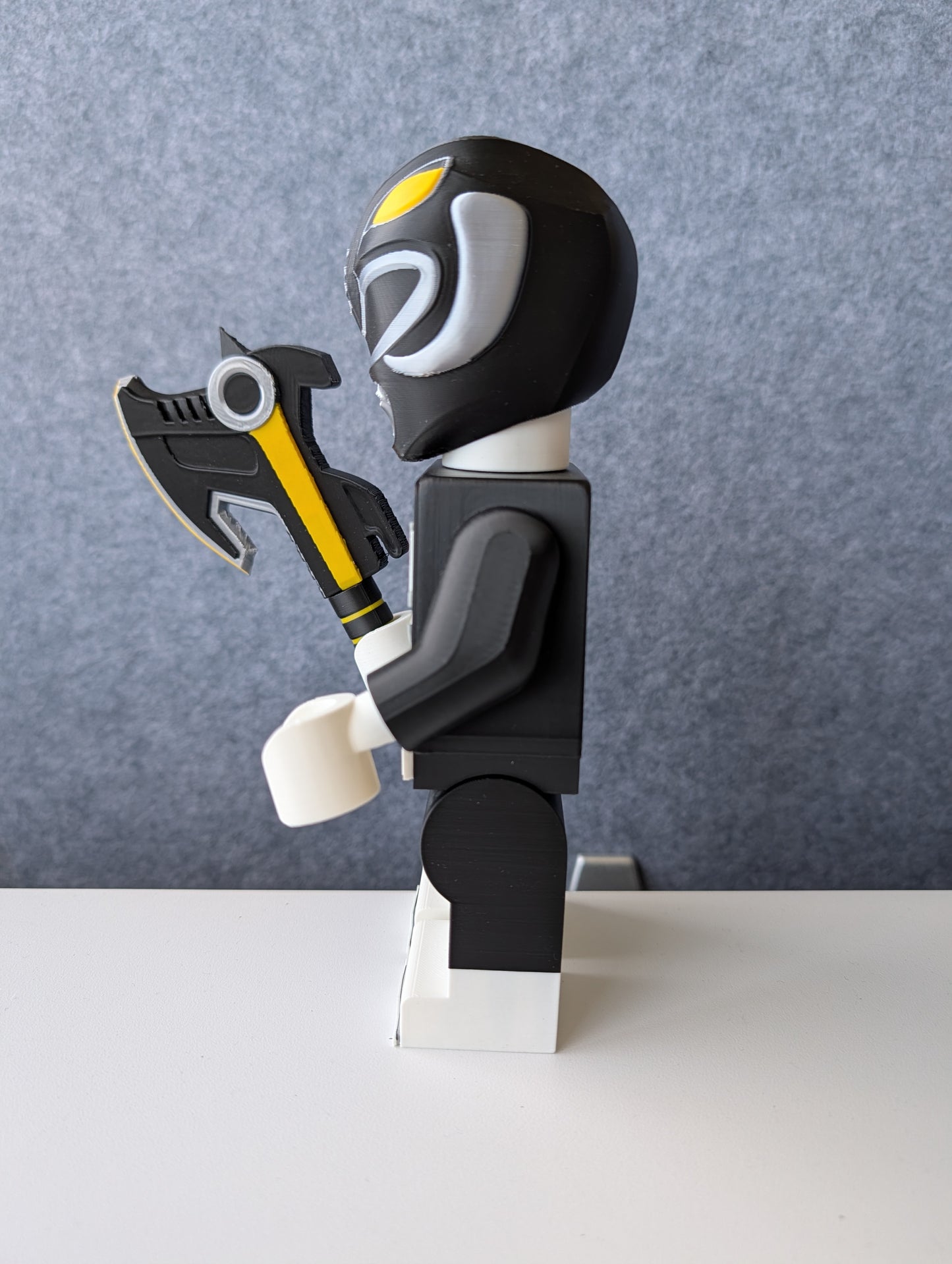 Big Bricks Black Power Ranger | 3D Printed | Art Decor - 8.5in tall