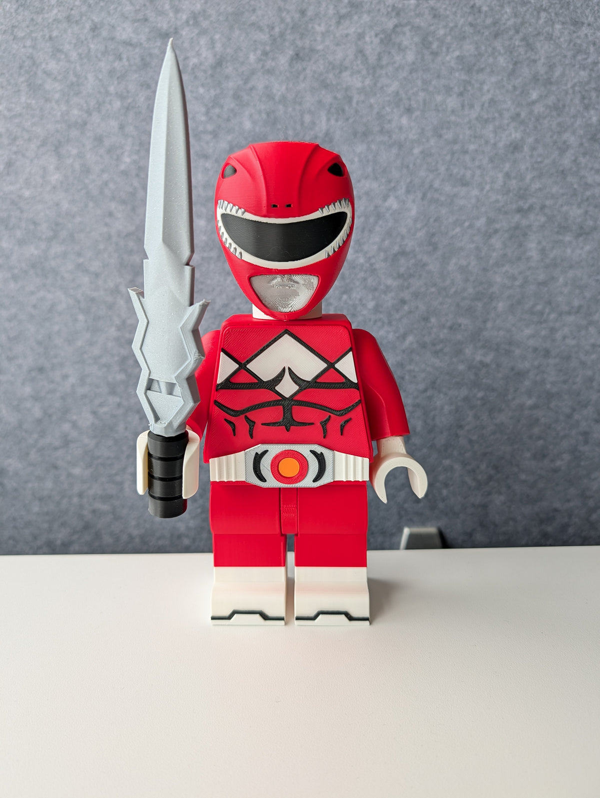 Big Bricks Red Power Ranger | 3D Printed | Art Decor - 8.5in tall ...