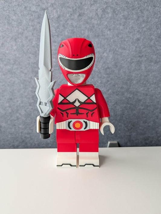 Big Bricks Red Power Ranger | 3D Printed | Art Decor - 8.5in tall