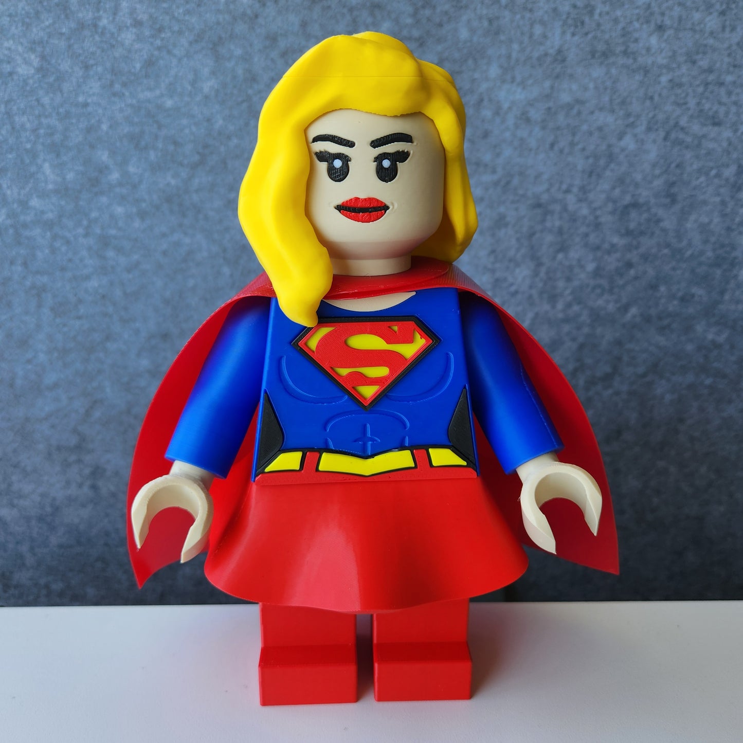 Big Bricks Super Girl | 3D Printed | Art Decor - 8.5in tall
