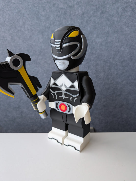 Big Bricks Black Power Ranger | 3D Printed | Art Decor - 8.5in tall