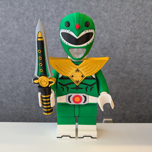 Big Bricks Green Power Ranger | 3D Printed | Art Decor - 8.5in tall