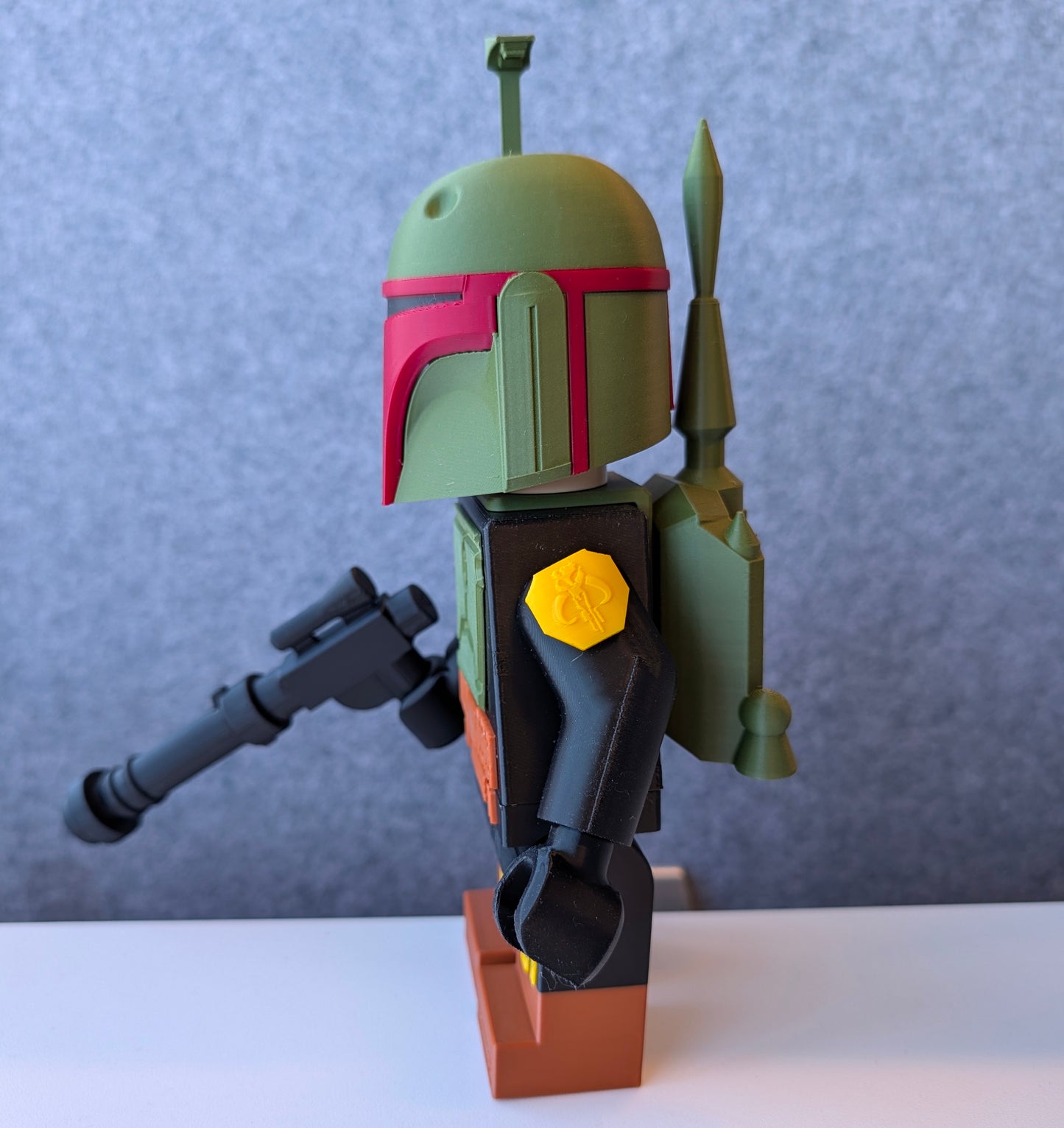 Big Bricks Boba Fett | 3D Printed | Art Decor - 9 in Tall