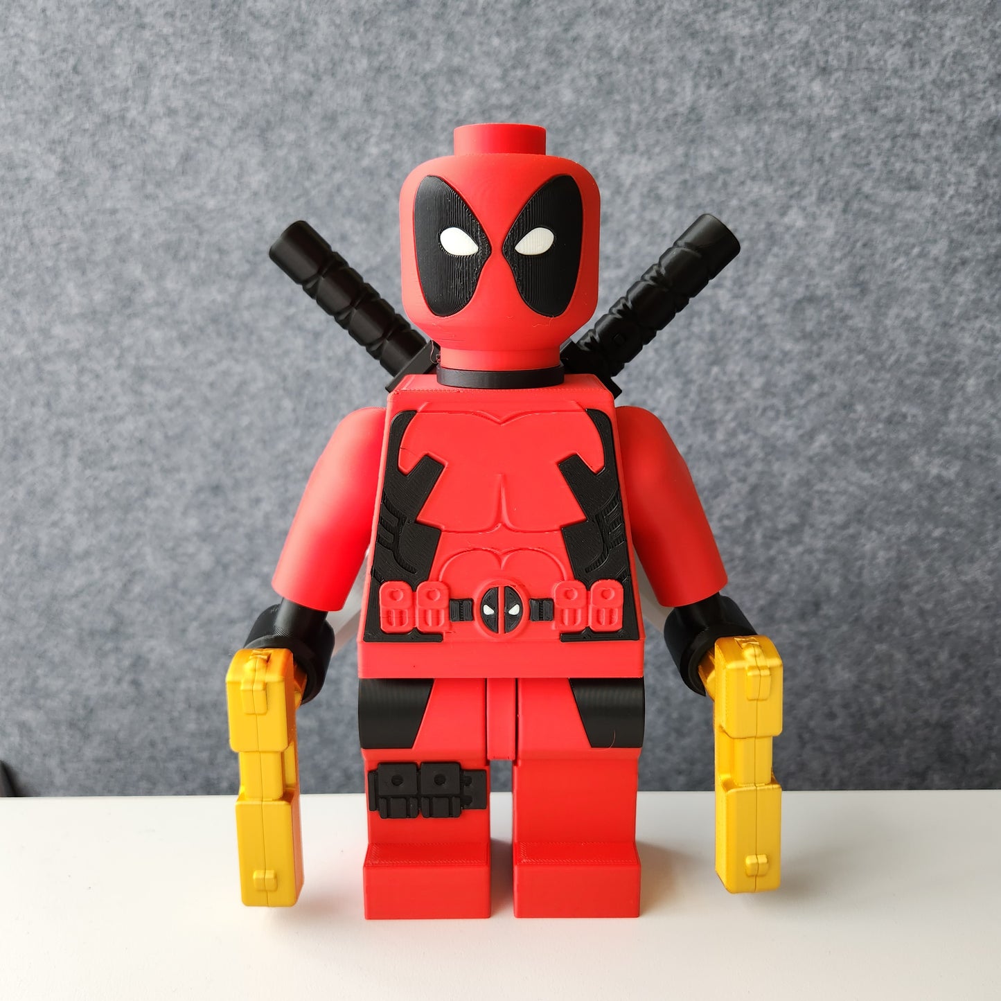 Big Bricks Deadpool | 3D Printed | Art Decor - 8.25 in Tall