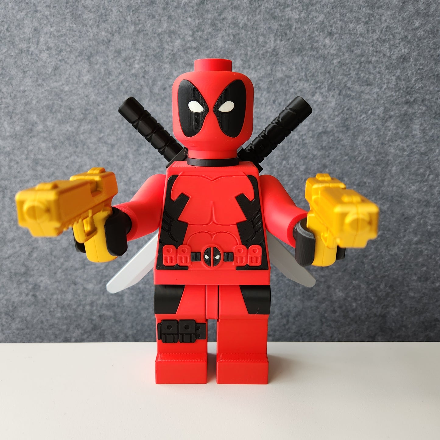 Big Bricks Deadpool | 3D Printed | Art Decor - 8.25 in Tall
