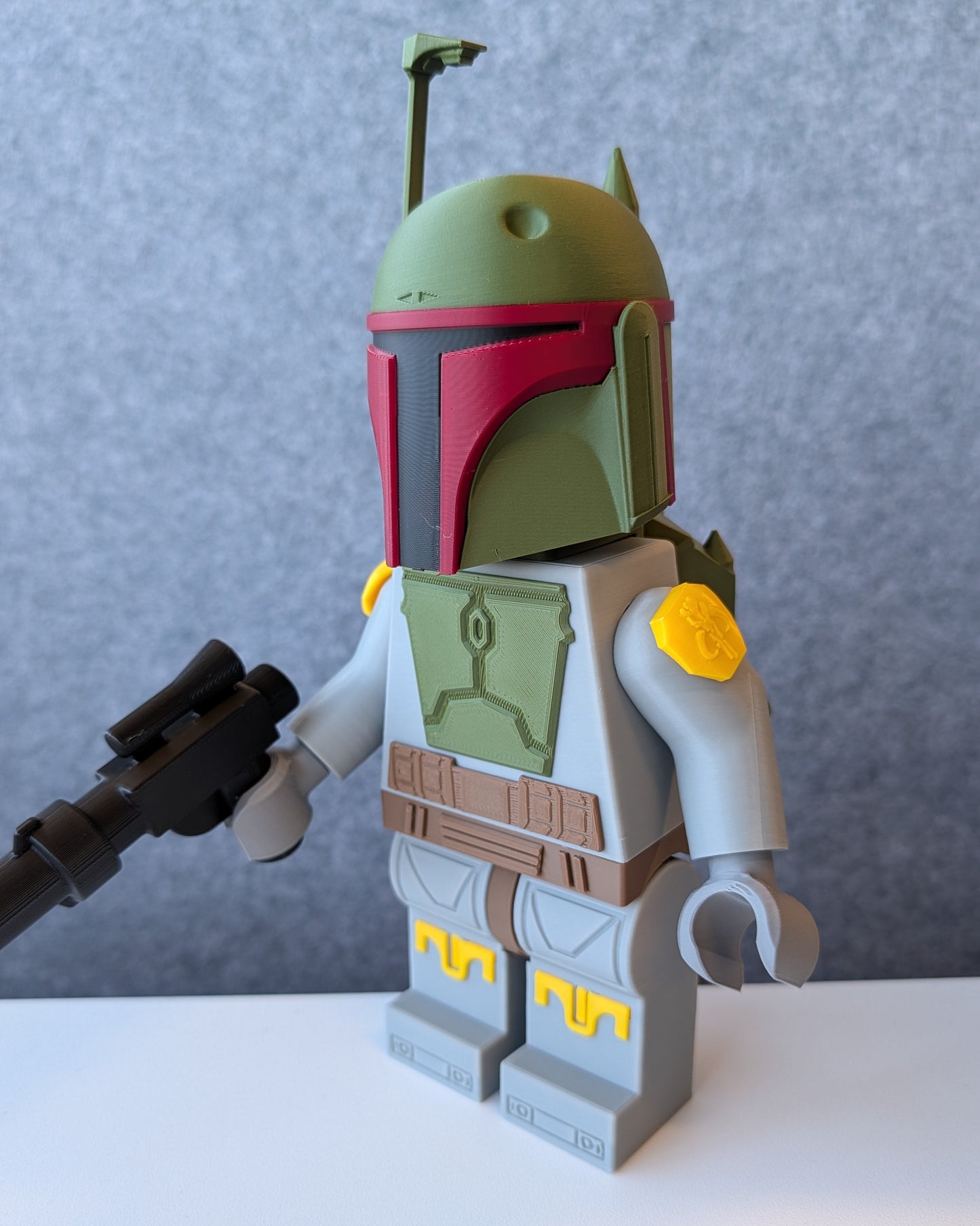 Big Bricks Boba Fett | 3D Printed | Art Decor - 9 in Tall