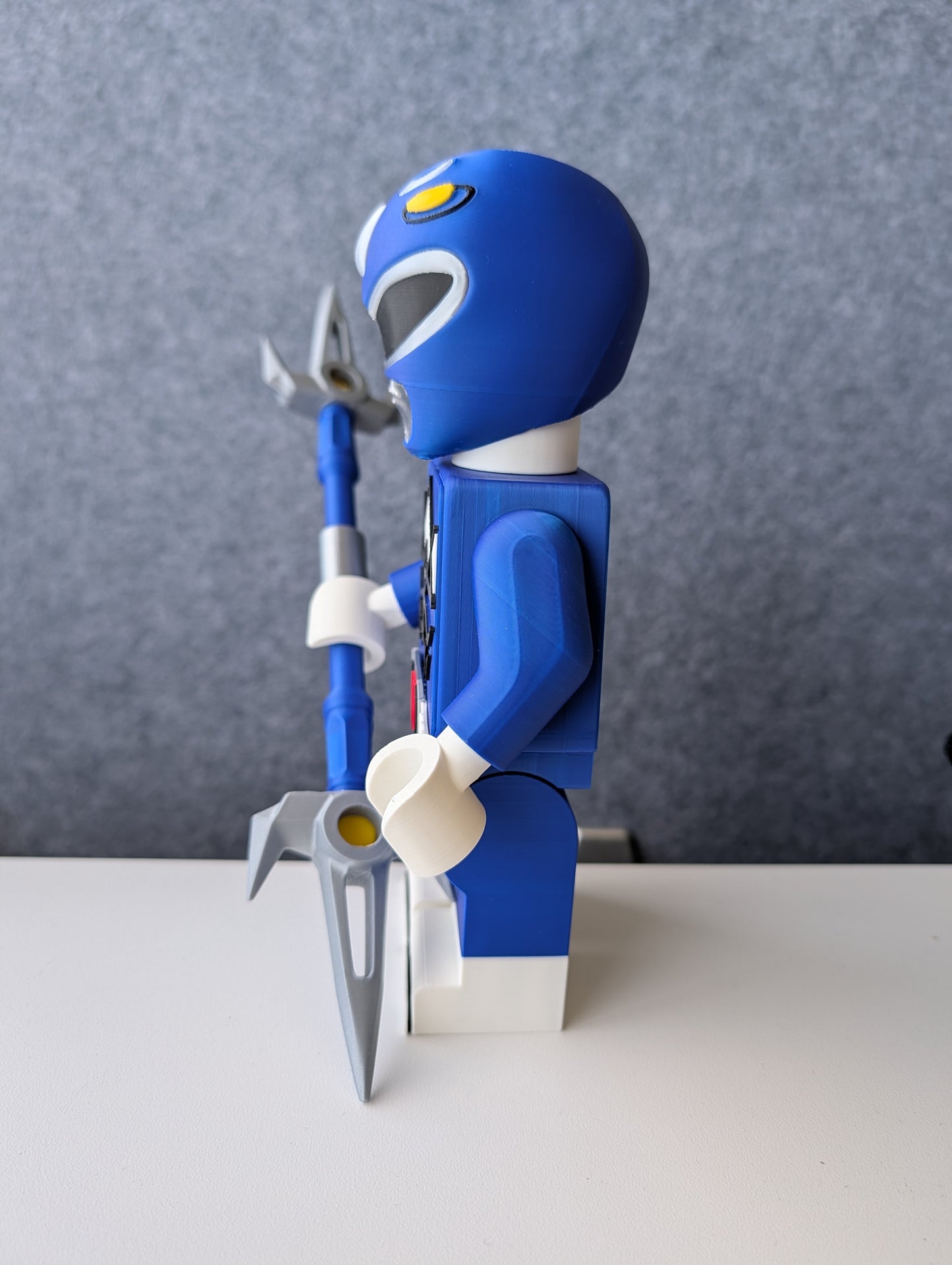 Big Bricks Blue Power Ranger | 3D Printed | Art Decor - 8.5in tall