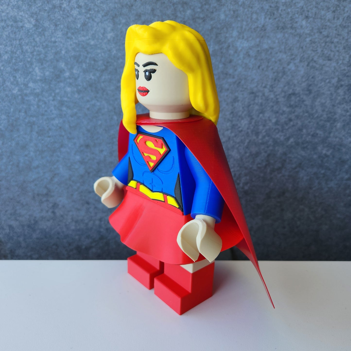 Big Bricks Super Girl | 3D Printed | Art Decor - 8.5in tall