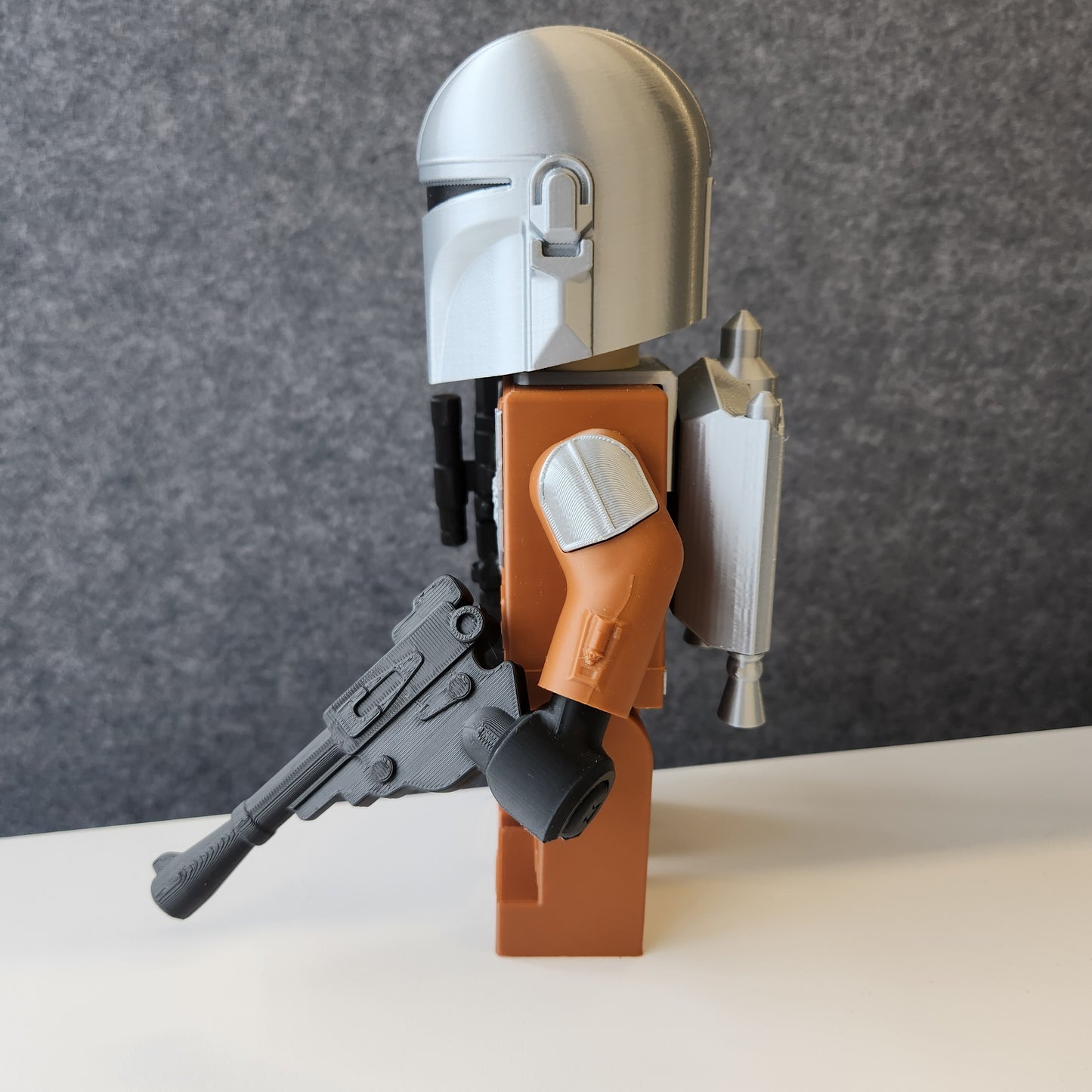 Big Bricks The Mandalorian | 3D Printed | Art Decor - 9in Tall