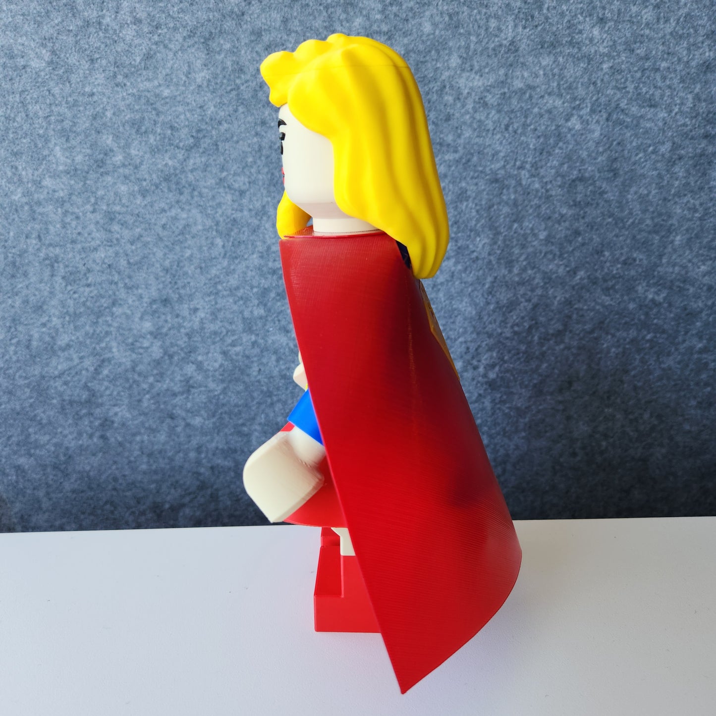 Big Bricks Super Girl | 3D Printed | Art Decor - 8.5in tall
