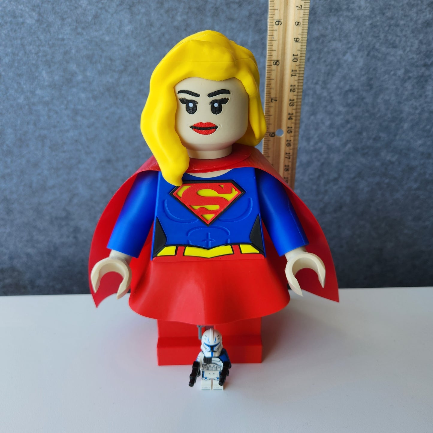 Big Bricks Super Girl | 3D Printed | Art Decor - 8.5in tall