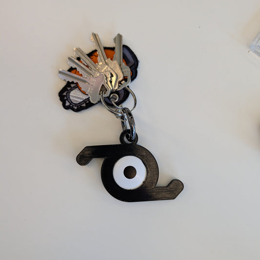 3D Printed Pokemon Unown Airtag Holder with Key Ring - Flexible Plastic - made to order - comes with sticker